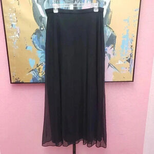 Tadashi Shoji Mesh Overlay Black Maxi Skirt
